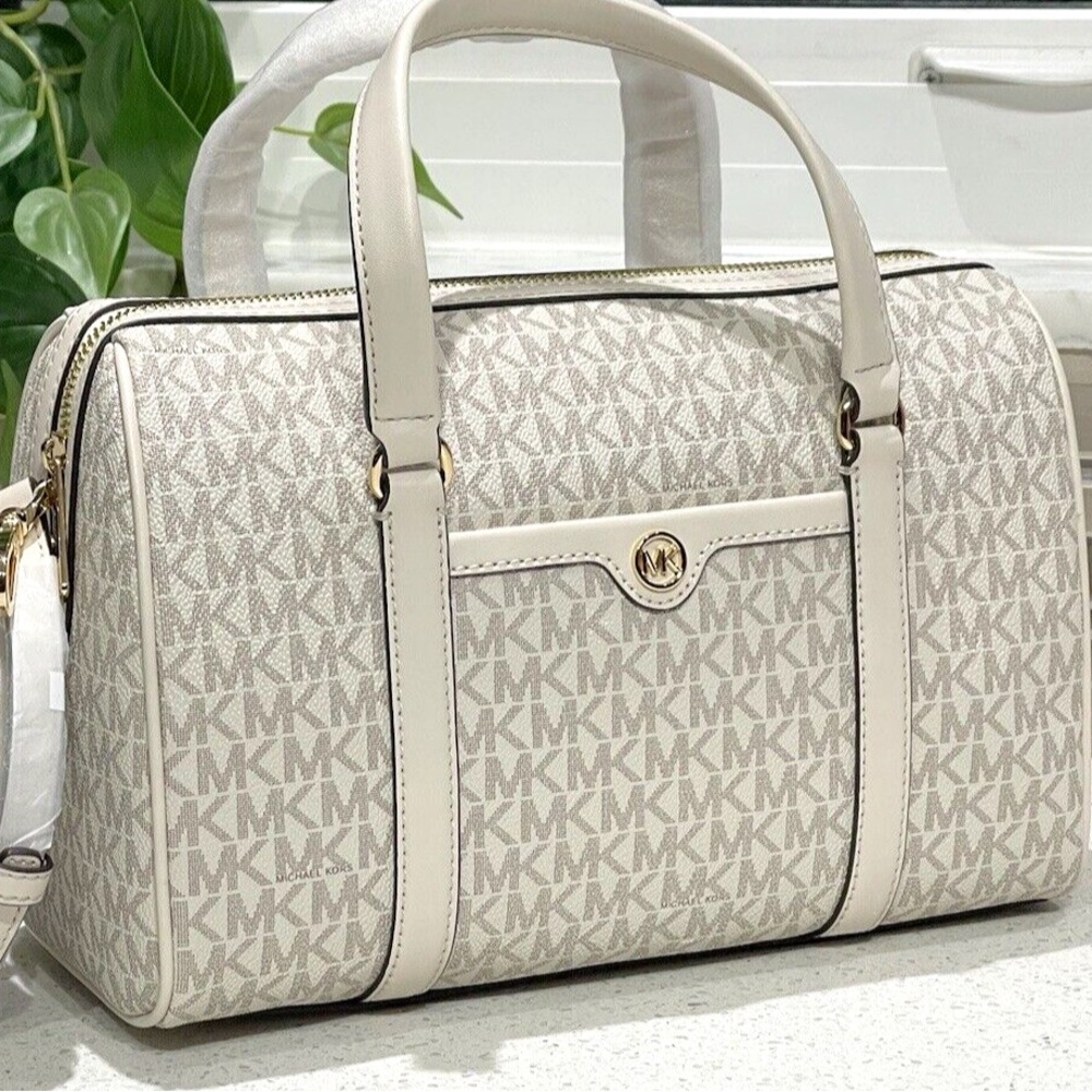Michael Kors Cream Monogram Satchel - Picture 1 of 16